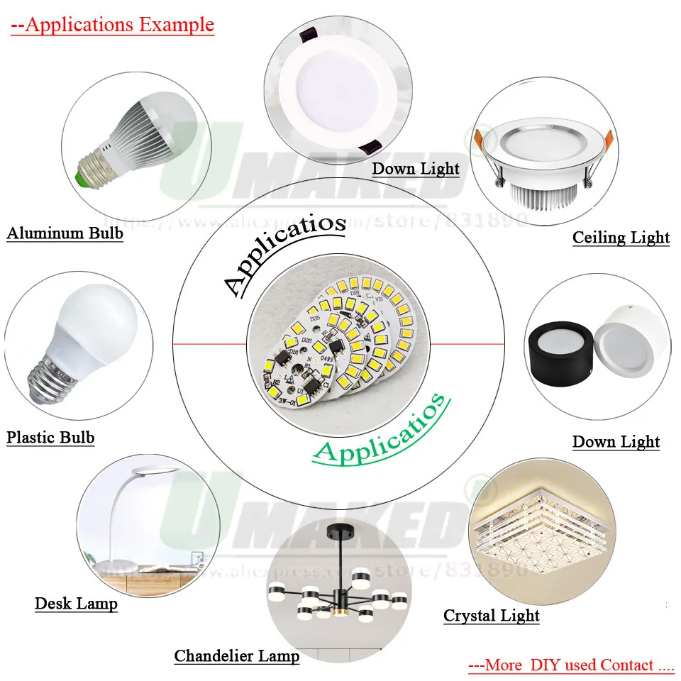 AC 220 V светодиодный PCB 15 W Dia44mm SMD2835 1350lm светодиодный модуль Алюминий лампы пластины смарт-ic Драйвер лампы панелью Dowlight источник Теплый/белый