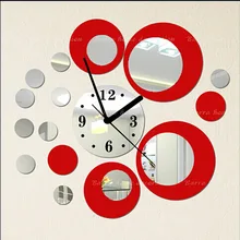 Black Red Mirror Wall Clock Sticker Mural Vinly Wall Art Stickers 3DWall Decor Children’s room Wedding Room Free Shipping