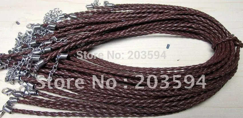 100 шт коричневое плетеное кожаное ожерелье шнур с застежкой Омаров