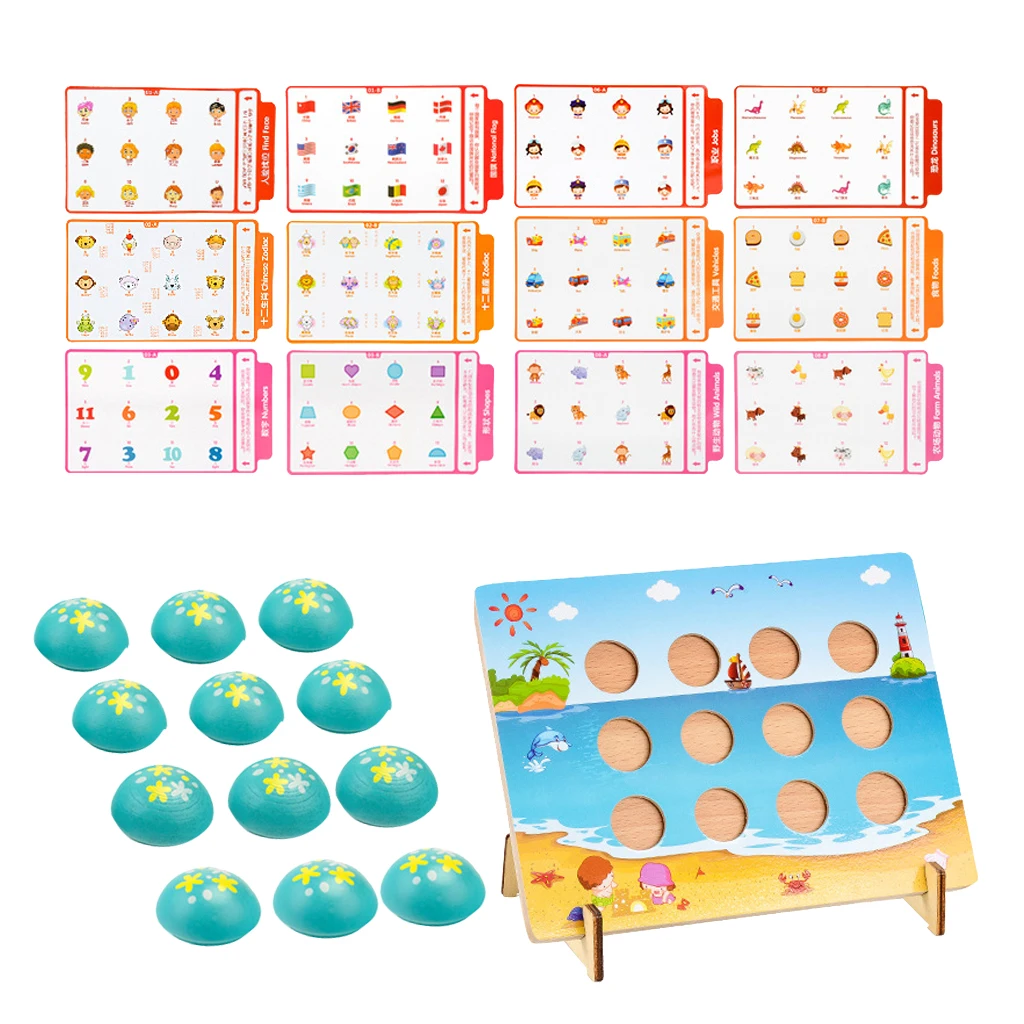 Wooden Memory and Learning Board Game - Preschool Learning Educational Toy - Colorful Matching Memory Activity Games