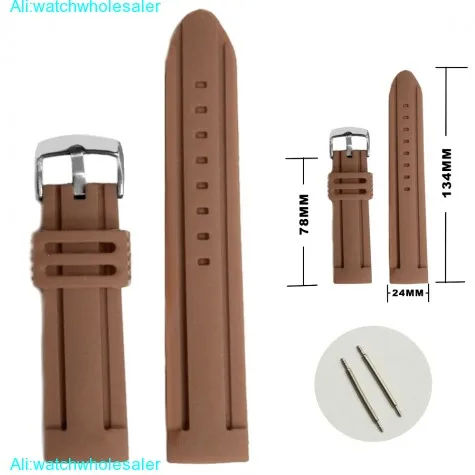 24mm Chocolate Brown Silicone Jelly Rubber Unisex Watch Band Straps WB1072T24JB