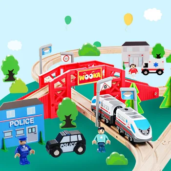 

Wooden 8 Font Track Racing Electric Track Wooden Train Track Children Puzzle Toys