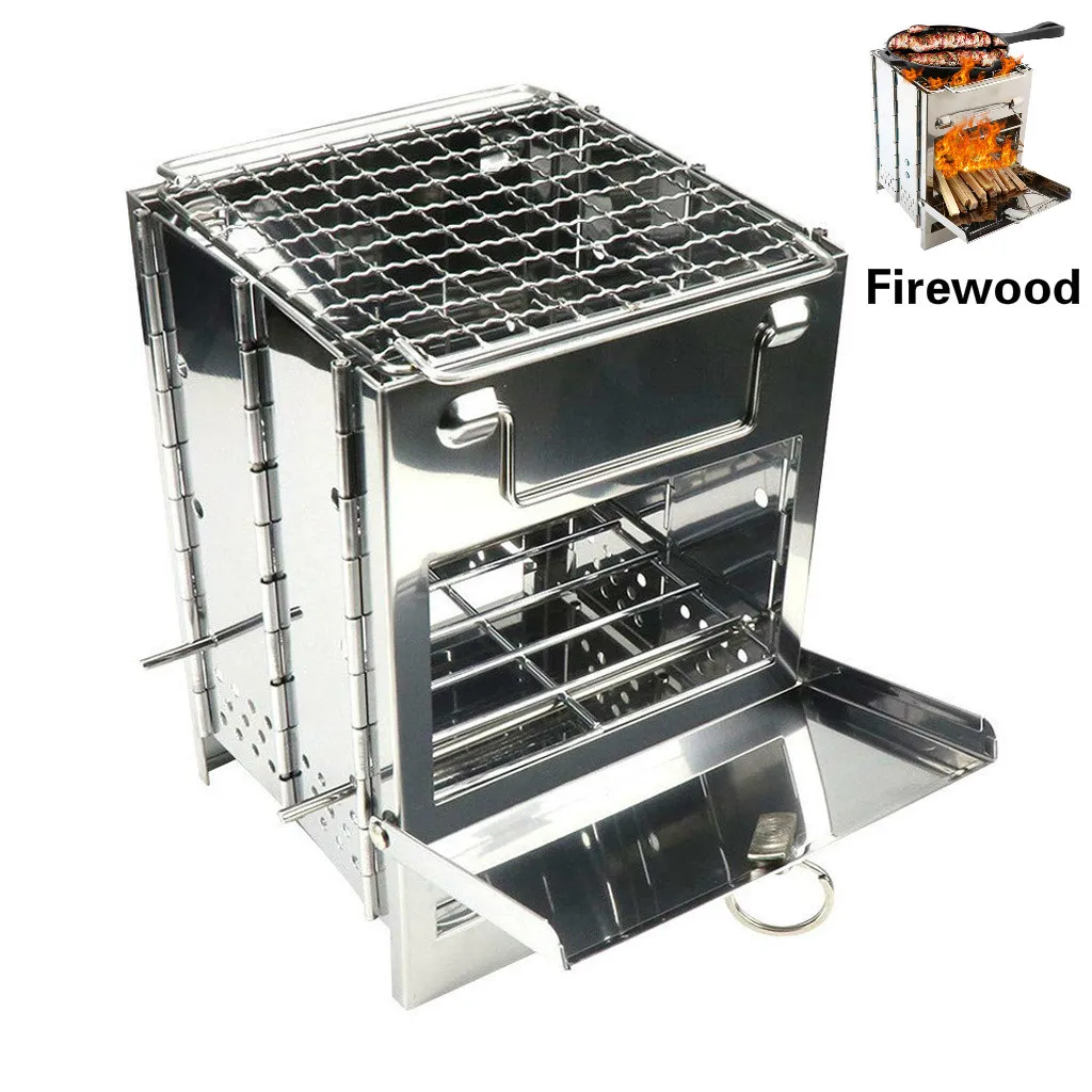 

Mini Folding Hexagon Wood Stove Stainlesss Steel Portable Outdoor Camping Stove Furnace Cooking Survival BBQ Picnic Burners