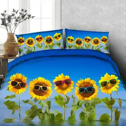 Голубое небо подсолнечника bedlinens 3d duver крышка набор 3/4 pc Твин Королева Король Размер постельных принадлежностей уникальный дизайн малыш