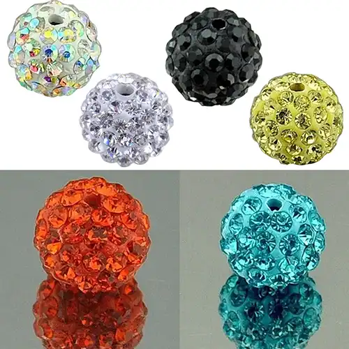 Disco Ball Pave Beads Round Disco Ball Beads 1 Piece 10mm and or 12 mm Leopard Print Clay Czech Crystal Rhinestones Beads