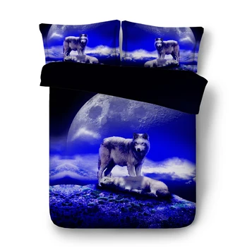 

Moon wolf Digital print Bedding Set Quilt Cover Design Bed Set Bohemian a Mini Van Bedclothes 3pcs Large size 260*225cm JF552
