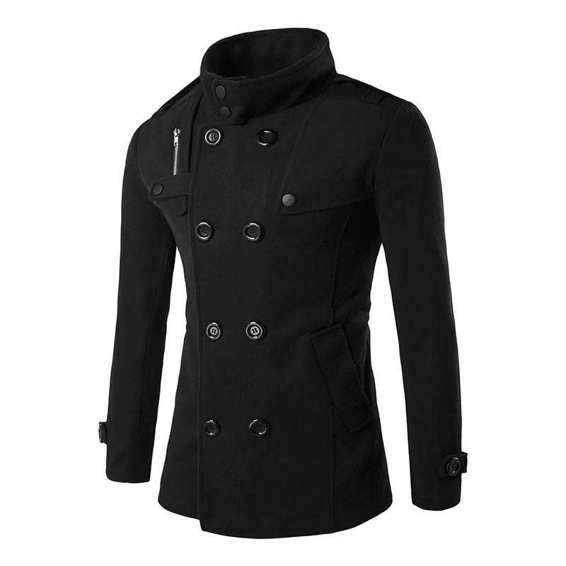 Британский Стиль зимнее пальто для мужчин 2017 Фирменная Новинка двубортный Тренч s повседневное Slim Fit Куртки манто Homme