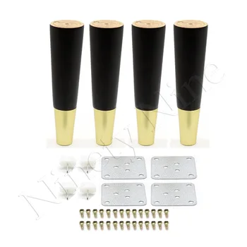

4Pcs Walnut Color Natural Wood Reliable 190*48*25mm Wood Furniture Leg Cone Shaped Wooden Feet for Cabinets Soft Table