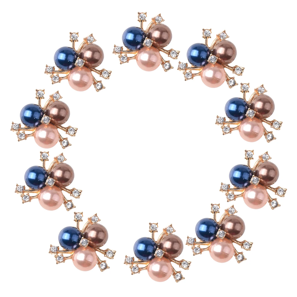 20pcs Rhinestone Crystal Button Pearl Flatback Brooch Decor Wedding Embellishment Fashion Charms Earrings Ornaments Mixed Color