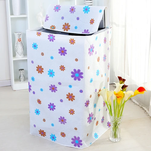 

PEVA Floral Washing Machine Cloth Dust Cover Waterproof Sunscreen Washing Machine Protective Cover Case Zipper Top Front Lid