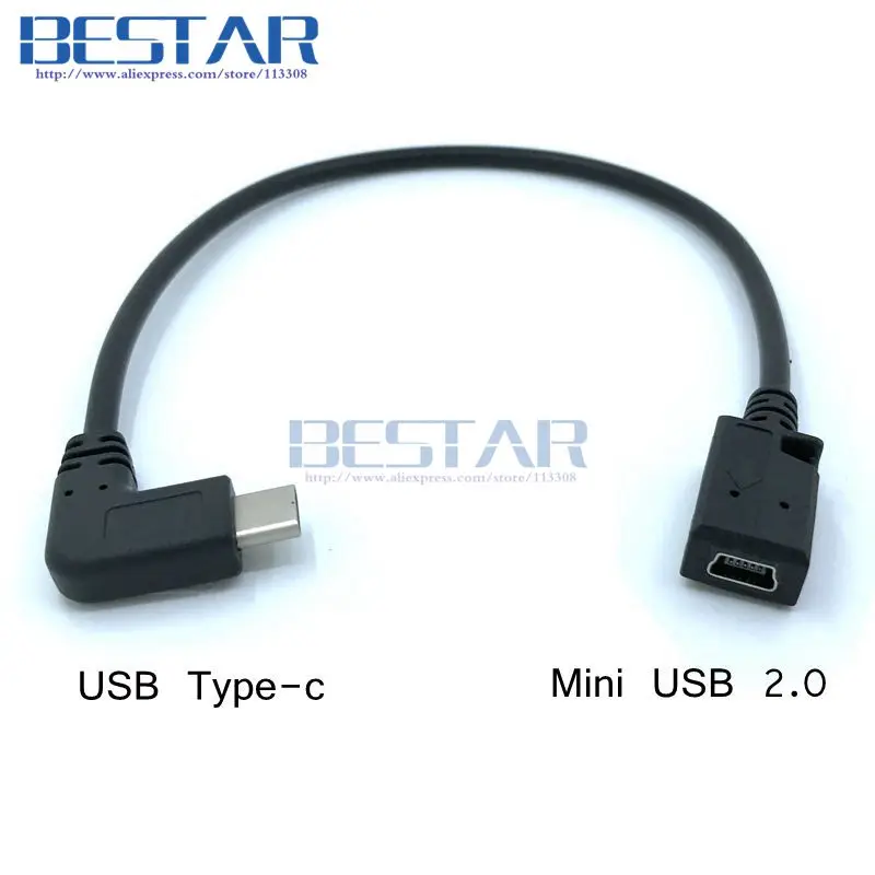 USB 3.1 Тип-C Male под прямым углом к USB Mini-USB Micro-USB Женский Преобразование Кабель-адаптер 25 см данных зарядное устройство Кабели Мини Micro USB