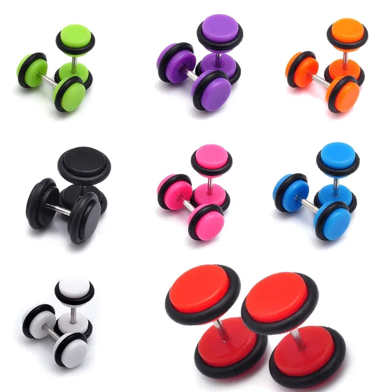 2X акриловые поддельные мошенник Плаги для ушей удлинитель Туннель Серьги-гантели ; Новинка; Лидер продаж Для мужчин Для женщин ювелирные изделия Нежный A11