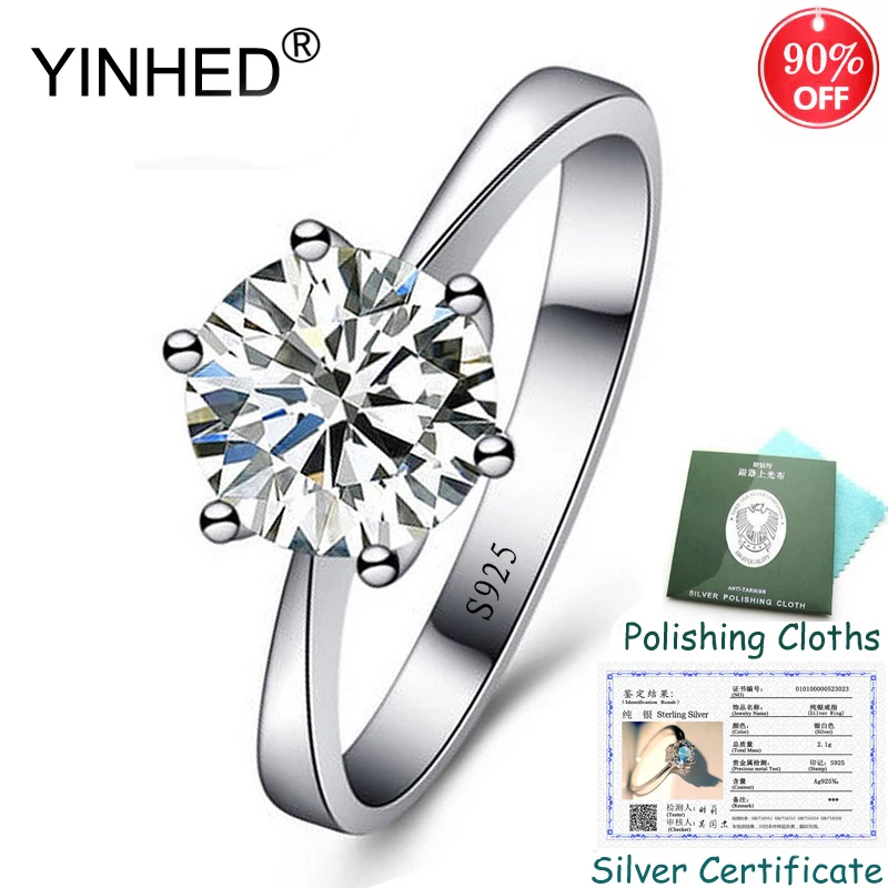 Отправлены серебряные сертификаты! Женское кольцо YINHED классическое из