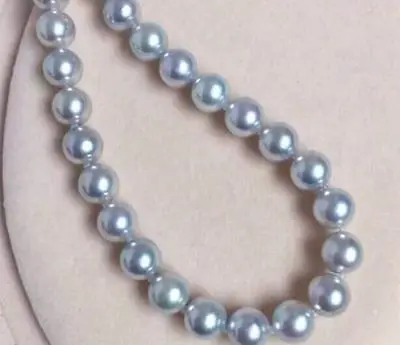 

Huge18"9-10mm natural south sea genuine white round pearl necklace AAA