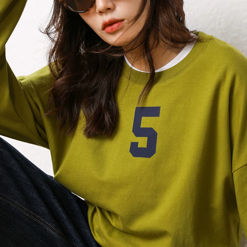 

2019 Women Casual Sweatshirts Ladies Letter 5 Printed Sweatshirt Long Sleeve Pullover Tops Sudadera Mujer Pullover