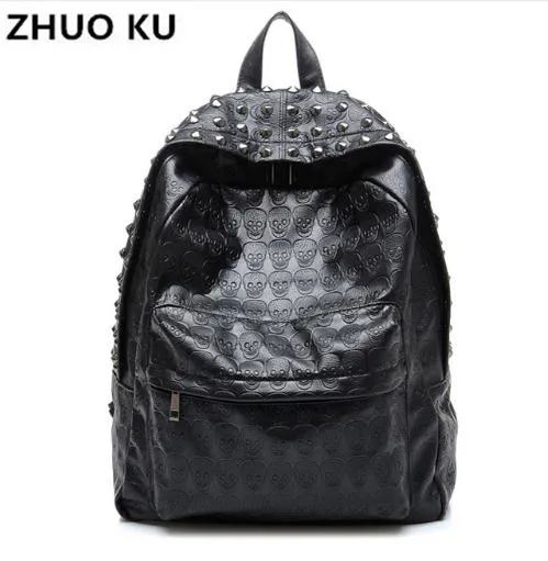 

ZHUOKU2019 Daily Backpack Punk Skull Imprint Backpacks College school bag