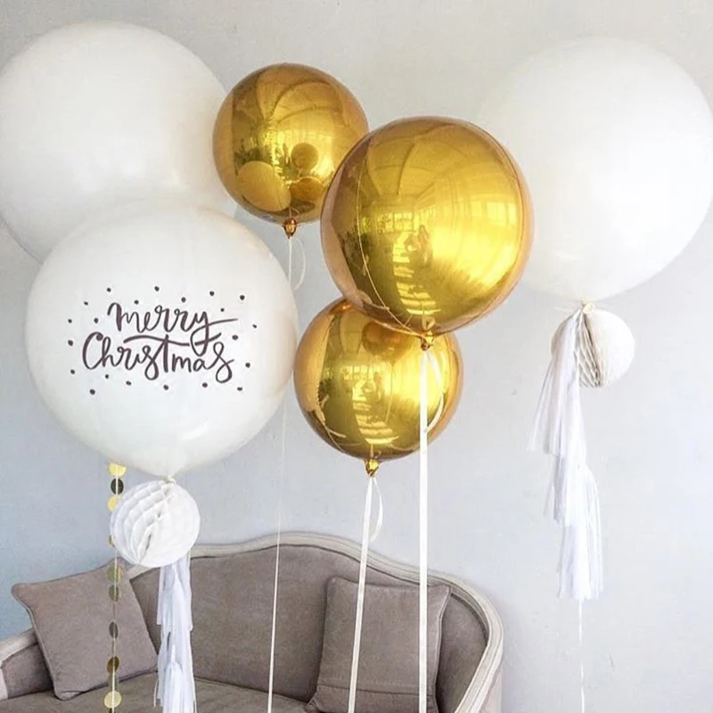

22inch 5Pcs Gold 4D Cube Round Ballons Wedding Happy Birthday Decoration Large Aluminum Foil Balloon Party Supplies