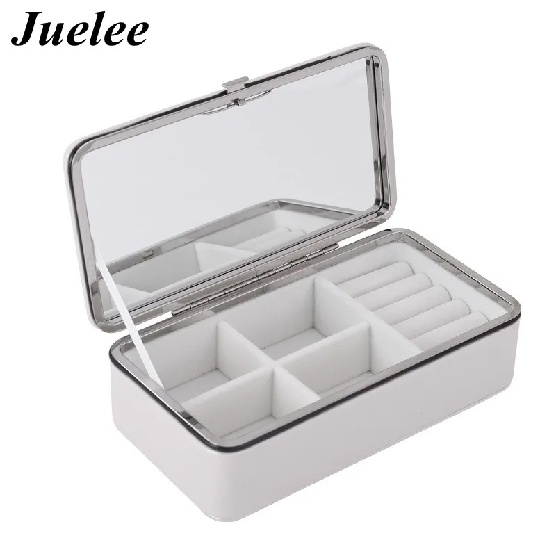 

Juelee PU Leather Jewelry Storage Box for Woman Portable Earring Necklace Storage Box with Mirror