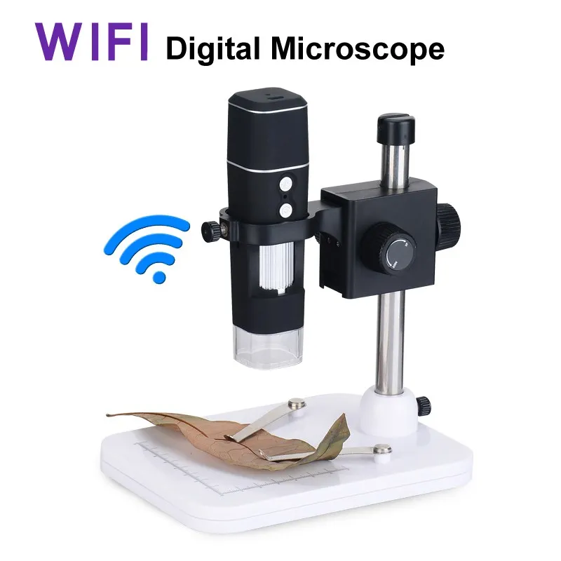 Wifi цифровой микроскоп Wi-Fi 300X светодиодный Лупа черное увеличительное стекло es настольная лампа для лупы с платформой