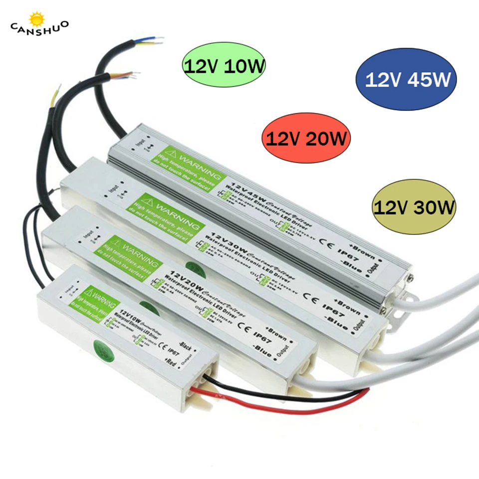 Водонепроницаемый IP67 Светодиодный драйвер AC110V 220V к DC 12 V/24 V 10W 20W 30W 45W 50W 60W 80W 100W 120W 5050 W источник питания для led светильник