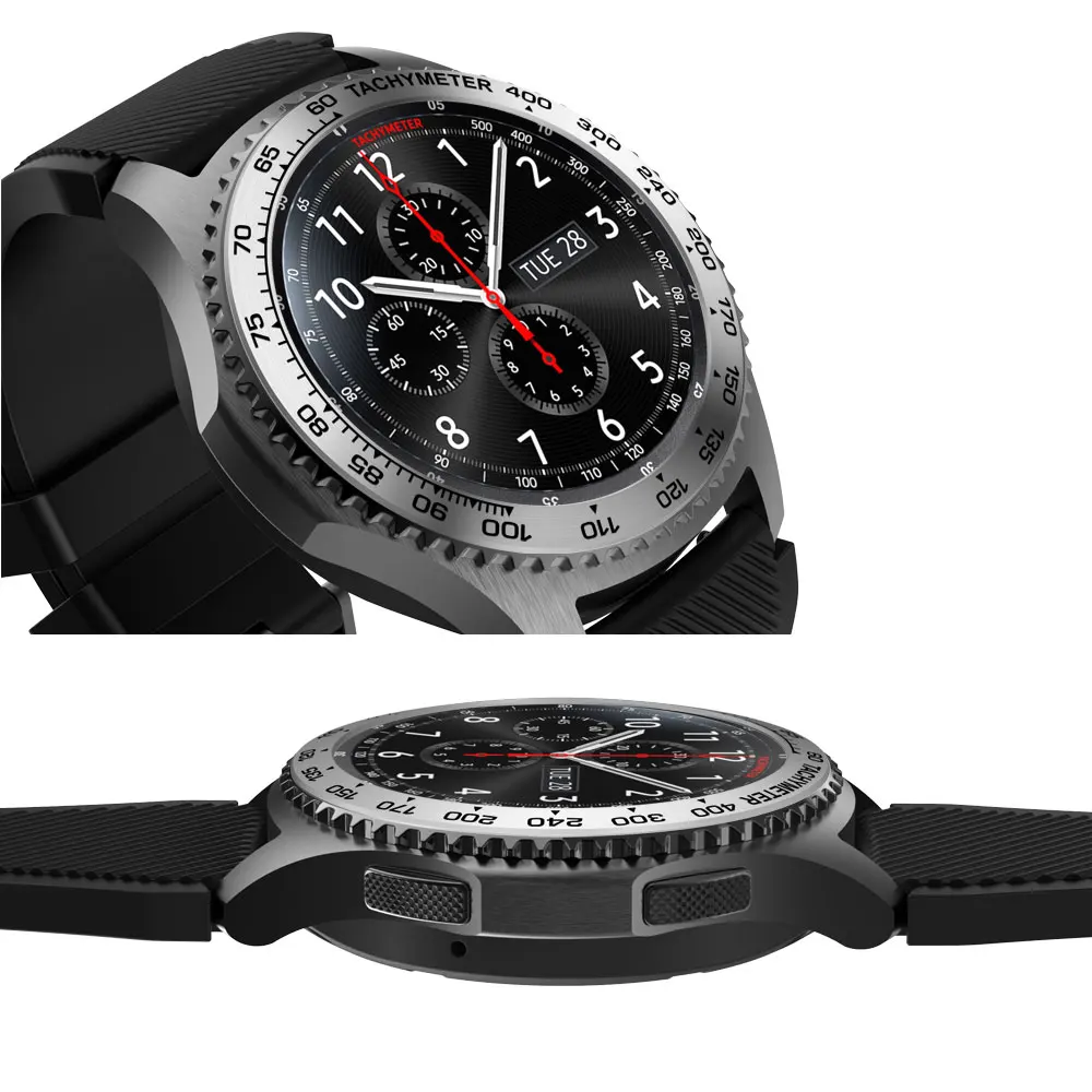 Чехол с кольцом для samsung Galaxy 46 мм/gear S3 Frontier, защитный чехол с кольцом, металлические часы-наклейка, аксессуары