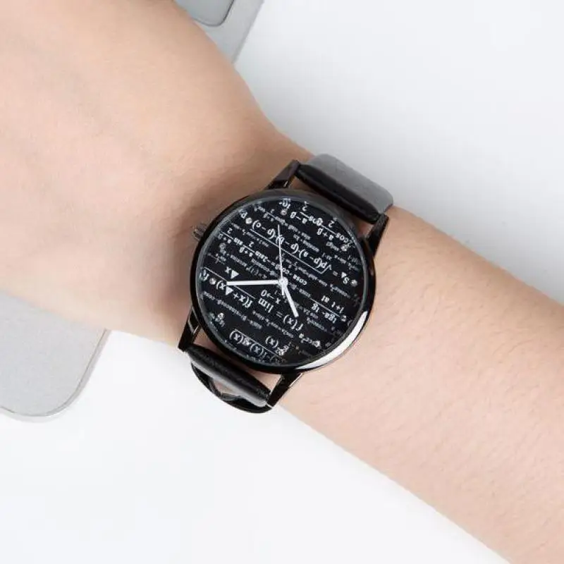 

Fashion Vintage Math Function Formula Round Dial Quartz Wrist Watch Wristwatches for Men Women Students Young OP001