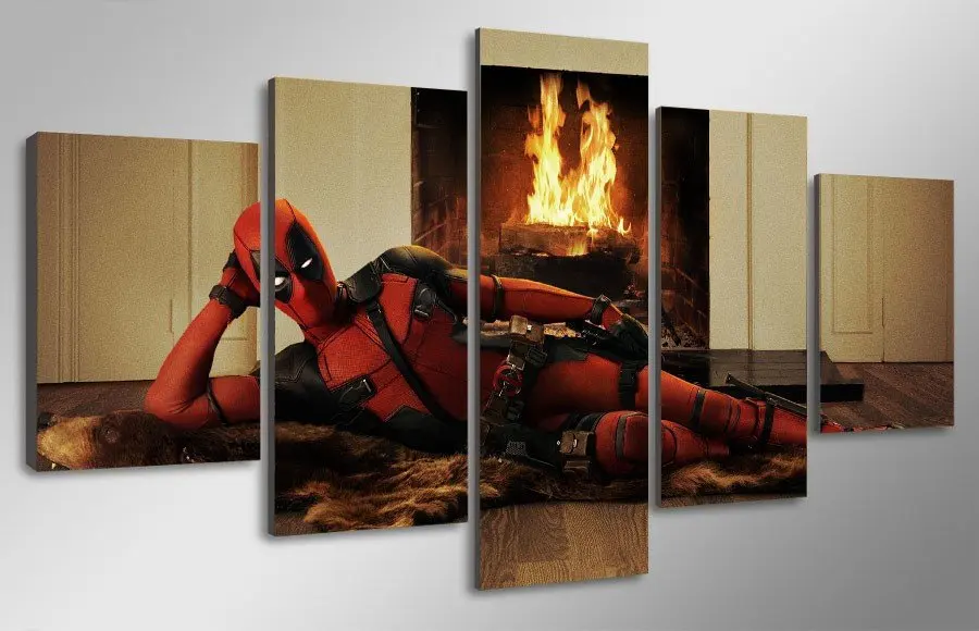 5 Piecesset Deadpool 2 Wall Decor Painting Canvas Art HD Print Painting