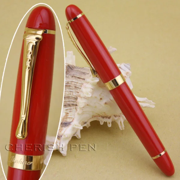 

The Best Gift Pen Jinhao x450 Red color and Golden Broad Nib Ink/Steel/Gold/Metal/Brand/Fine/Fountain Pen Free Shipping Pens