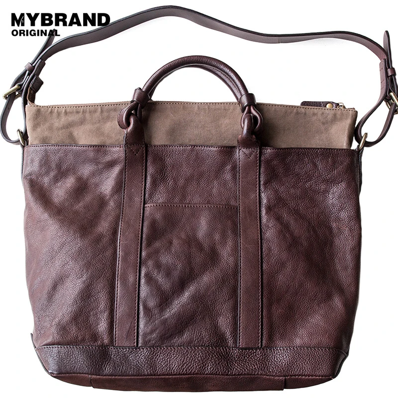 

MYBRANDORIGINAL messenger bag genuine leather male briefcases 15 inch laptop men's crossbody bags for men vintage Handbag B167