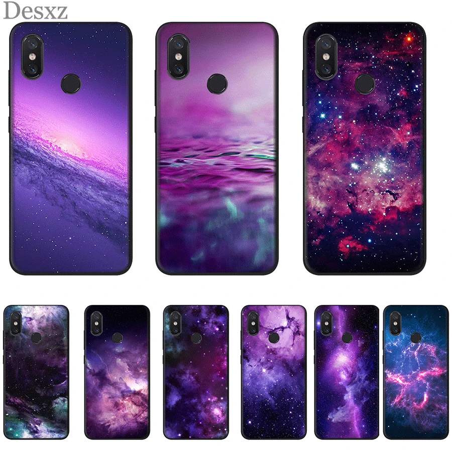 

Desxz Cell Phone Case Silicone For Xiaomi Redmi Note 4 4X 5 6 7 Pro 5A Prime Cover Interstellar Purple Space Bag Shell