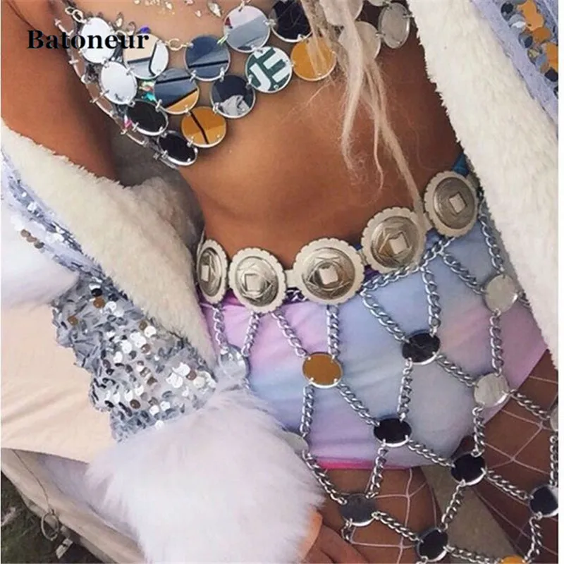 Novelty-Sexy-Women-Gold-Silver-Metal-Chain-Skirt-2018-Sequins-Midi-Ladies-Hollow-Lace-Up-Club (3)