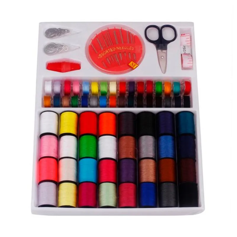 100PC Sewing Kit Thread Threader Needle Tape Storage Box Measure