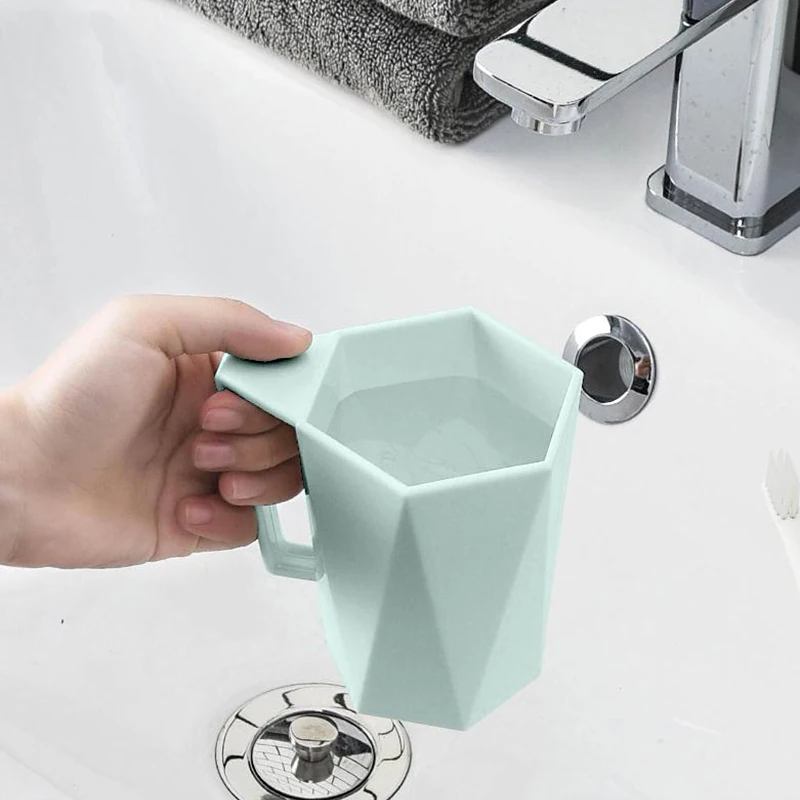 

DINIWELL 1 Pc Creative Protable Solid Color Water Cups Geometric Patterns Gargle Cup For Kitchen Outdoor Travel Drinkware Tools