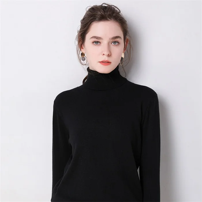 Autumn Winter sweater women turtleneck cashmere sweater knitted pullover women sweter fashion sweaters new Plus Size tops - Цвет: black