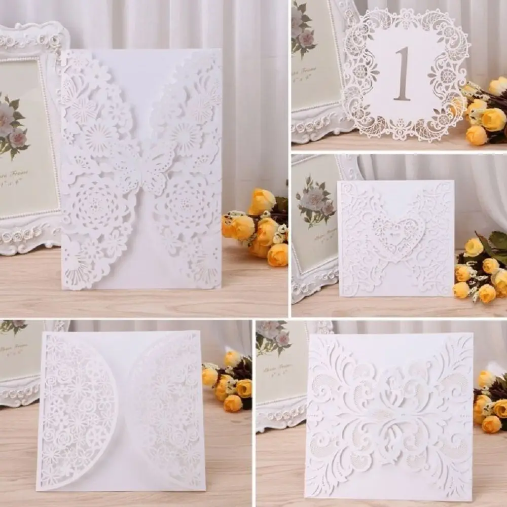 

10pcs Wedding Invitation Card Kit Personalized Printing Table Card Party Supplies White Christmas Thanksgiving Cards
