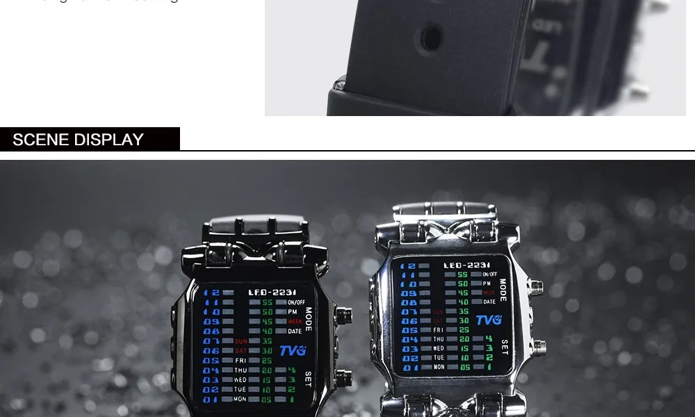 Luxury Brand TVG Watches Men Fashion Rubber Strap LED Digital Watch Men Waterproof Sports Military Watches Relogios Masculino 9