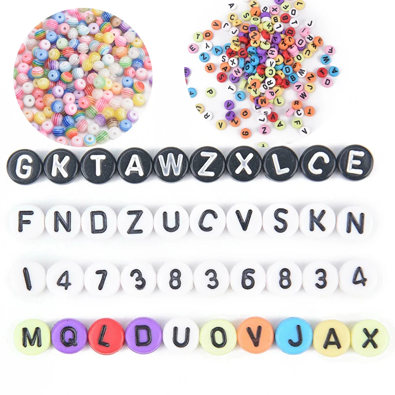 200pcs Acrylic Bead  Ball Alphabet Number Beads Letters DIY Letter Beads For Bracelet Clip Accessories For Jewelry Findings