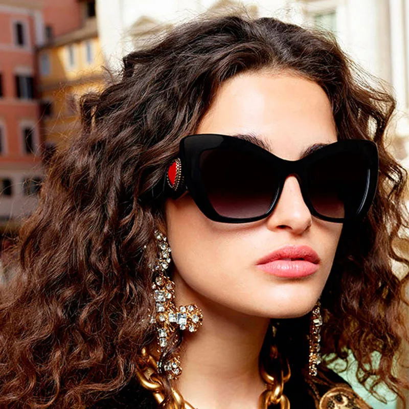 

Cat Eye Sunglasses Women Luxury Love Heart Shade Retro Gradoent Big Frame Sun Glasses For Female Vintage Oculos De Sol Feminino