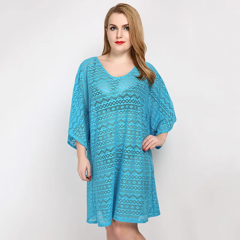 Taglia Unica Caftano Ricamato Boho Copricostume Spiaggia