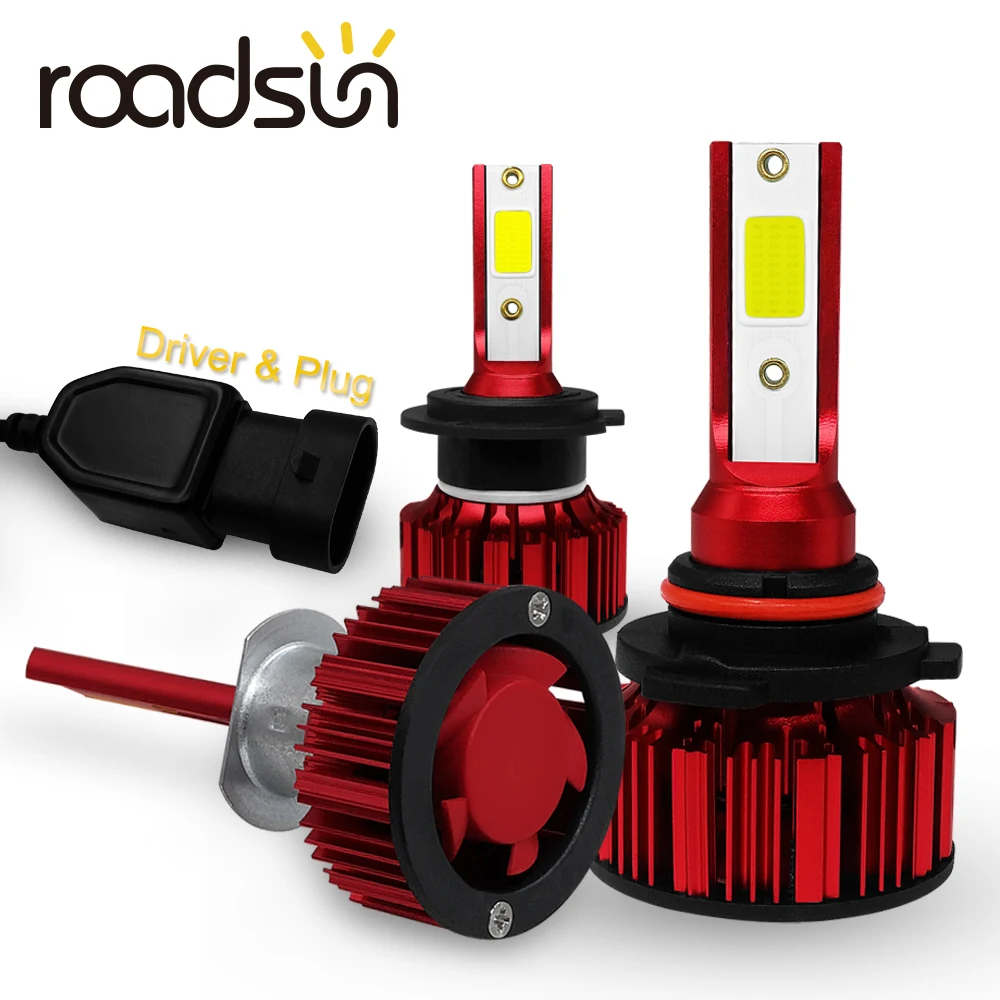 Beste Roadsun H4 H7 LED Auto Gloeilamp COB Chip Auto Accessoires Lamp H1 H8 H11 9005 9006 HB4 Led Koplamp 80 w 6000 k 8000LM Spotlight