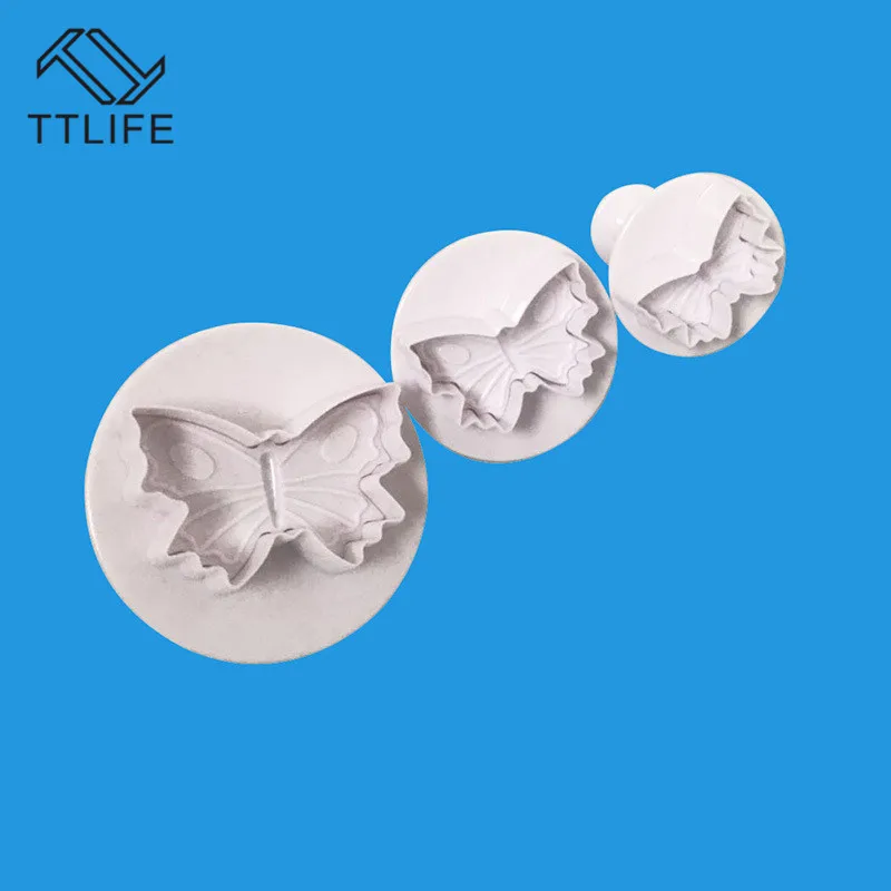 

TTLIFE 3Pcs/Set Butterfly Cookie Baking Fondant Cake Decorating Tools Sugarcraft Chocolate Decorating Plunger Cutter Mold Tool
