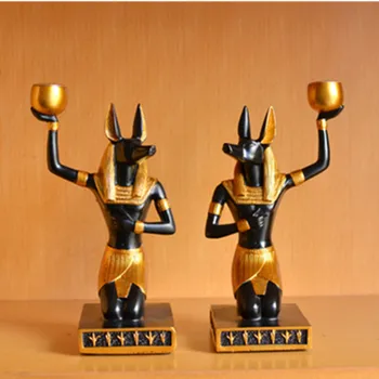 

Egyptian Style Decor Dog God Anubis Living Room Desktop Creative Candle Holder Home Ornament Gift Decorations X1803