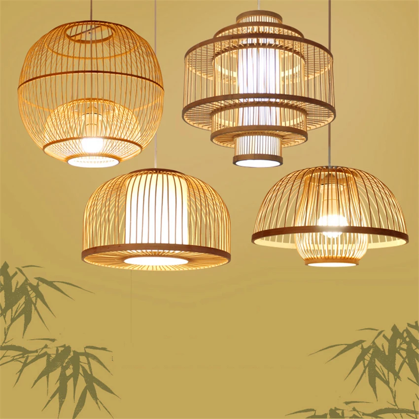 

Chinese Wood LED Pendant Lights Lighting Bamboo Living Room Pendant Lamps Dining Room Hanging Lamps Kitchen Fixtures Luminaire