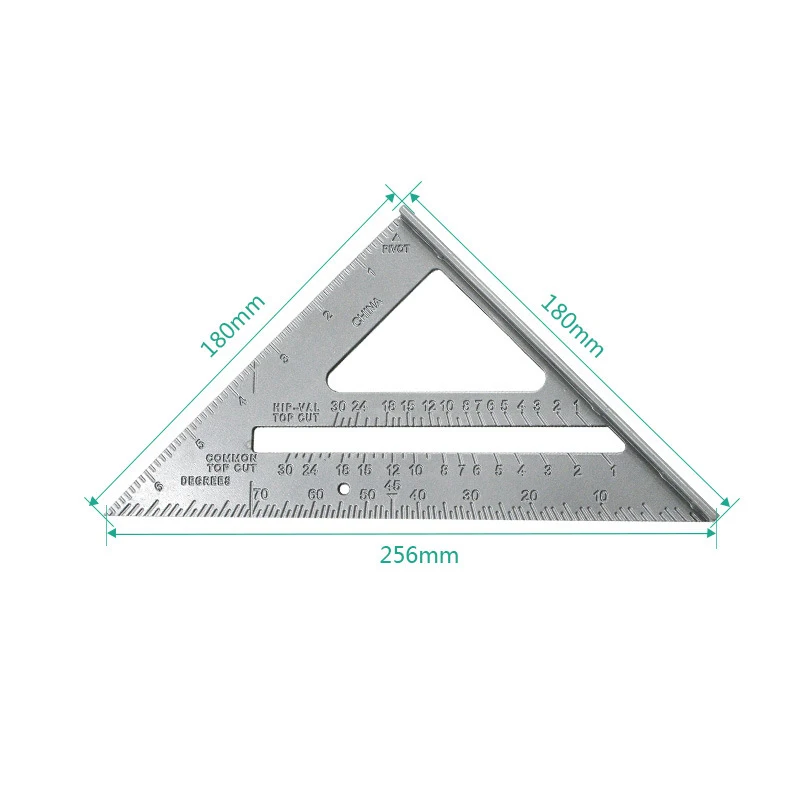 AI-ROAD 7 дюймов алюминиевый сплав треугольная линейка для деревообработки Метрическая дюймовая 90 градусов 45 градусов квадратная треугольная линейка Метрическая