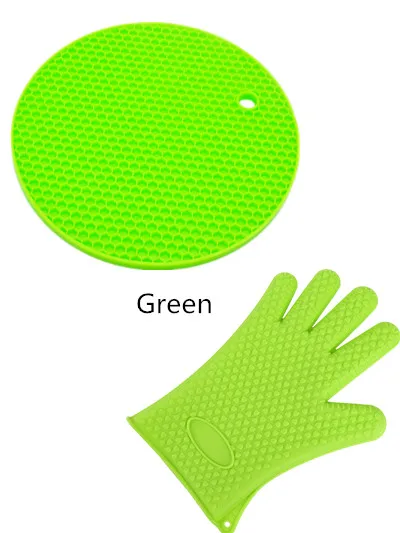 1 шт. пищевая термостойкая силиконовая кухонная печь для барбекю перчатки для готовки рукавица для Гриль-барбекю духовка перчатка для выпечки Кухонные инструменты - Цвет: Green