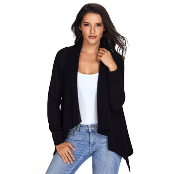 

Europe and America Women's Plus Size Sweater Fashionable Long Sleeved Irregular Hem Sweater Casual Ladies Cardigan Coat