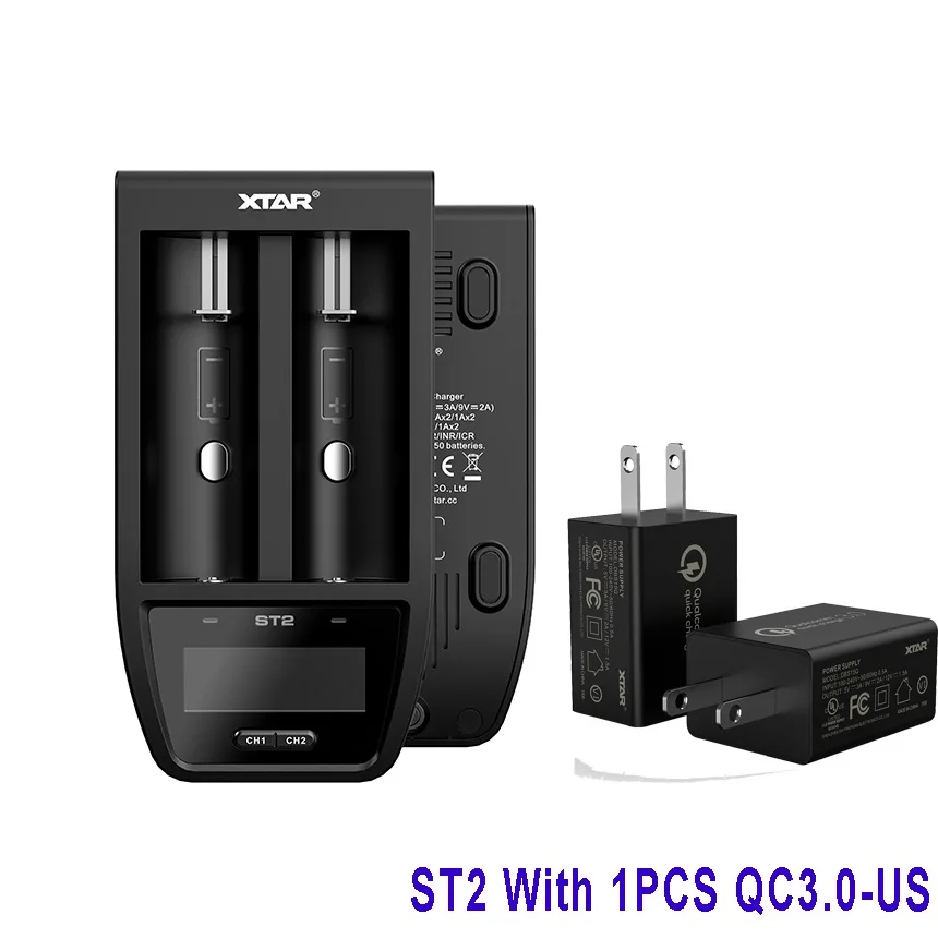 XTAR ST2 быстрое зарядное устройство 30 мин Полная зарядка type-C USB зарядное устройство QC3.0 PD45II адаптер настенная зарядка 20700 21700 18650 зарядное устройство - Цвет: ST2-QC3.0-US