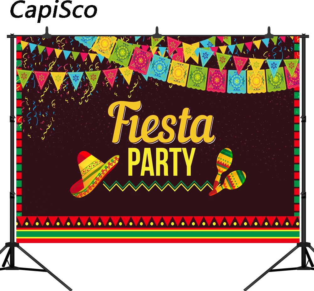 

Capisco photography backdrop Mexico Fiesta carnival party celebration mexican background photobooth photocall custom printed