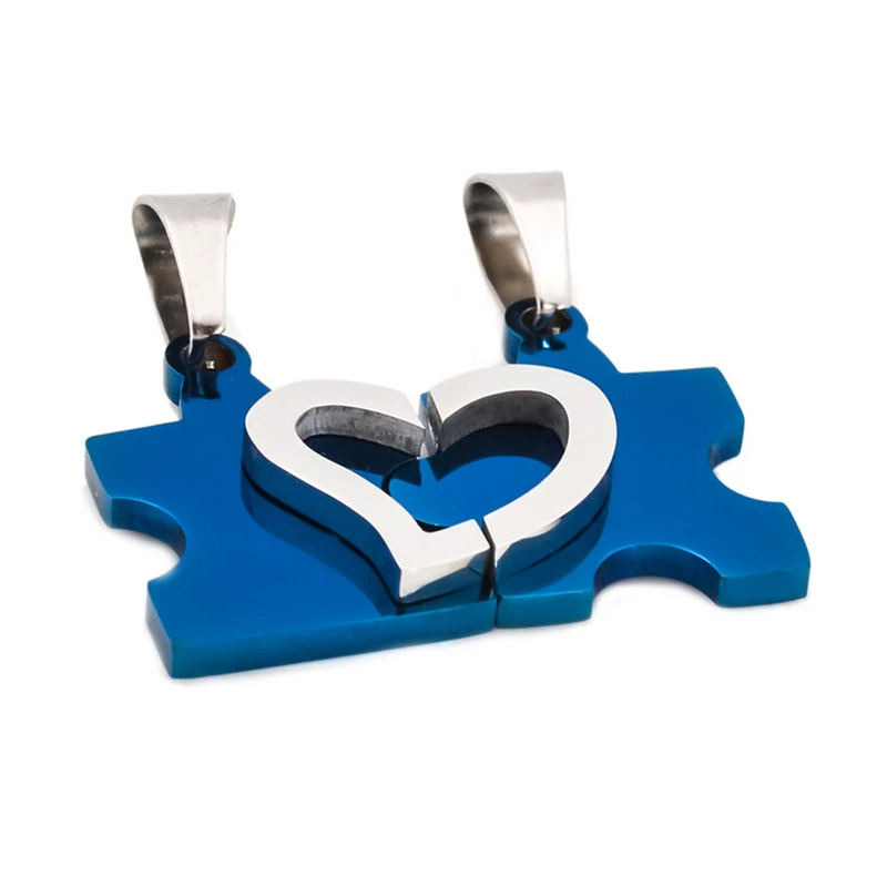 

Romantic Couples Heart Stainless Steel Chain Puzzle Necklace For Lover 3223