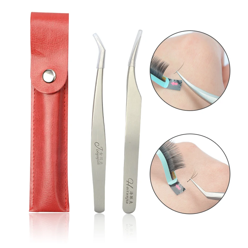 2pcs/lot Dolphine Tweezer Golden Feather Tweezers fro Eyebrow Eyelash